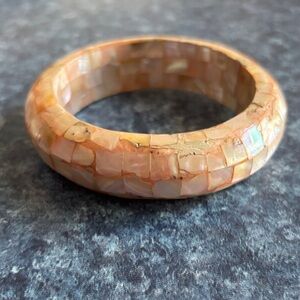 Vintage Mother of Pearl Elegant Mosaic Coral bangle Bracelet